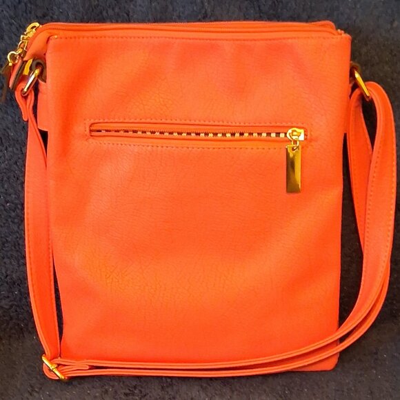 Charming Charlie Tangerine Crossbody/Shoulder Bag Dual Zippers & Snap Closure - Picture 2 of 12